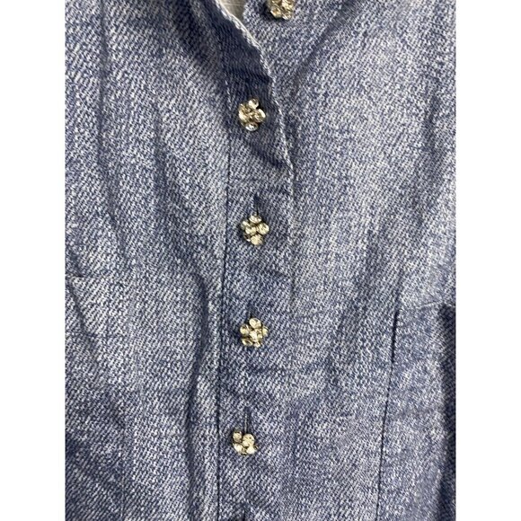 Cami NYC Linen Blend Chambray Women's Collared Long Sleeve Shirt Blue Size Large - Picture 12 of 15